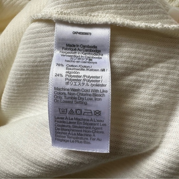 Madewell Top Elwood Knot Front Long Sleeve Jacquard Ivory Cream XXL NWOT - Picture 9 of 12